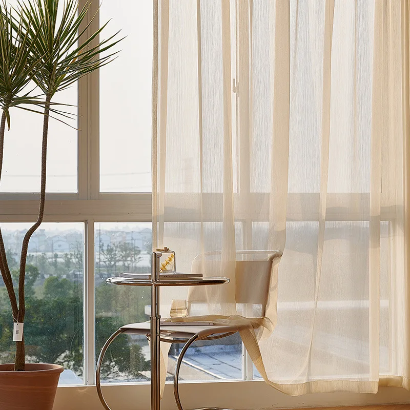 French Light Luxury Drapes Large Area Balcony Bay Window Curtain Minimalist Living Room Drape Home Bedroom Sunscreen Curtains