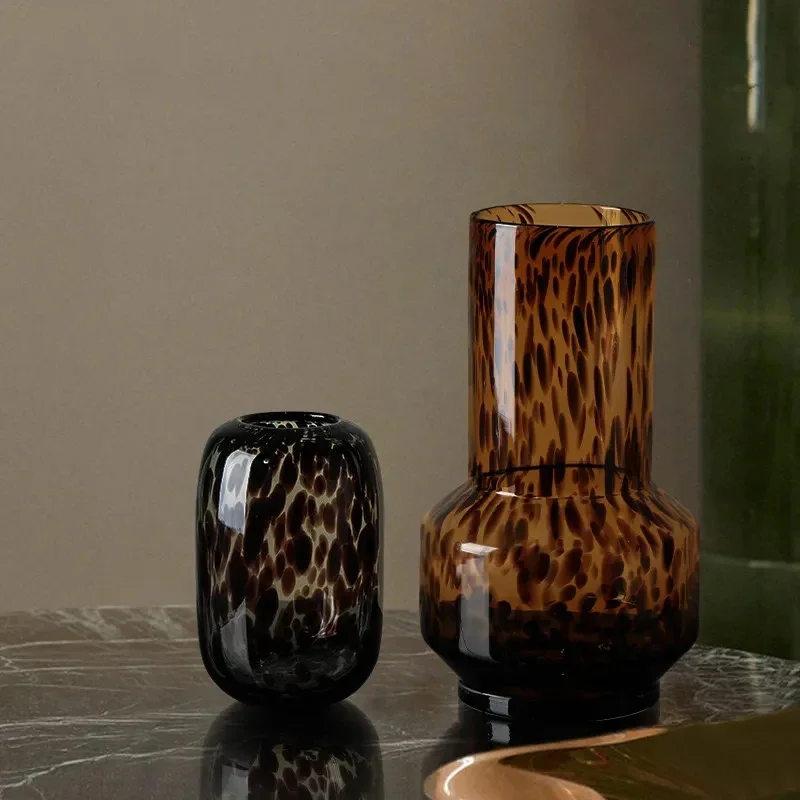 

Luxury Leopard Vase Glass Flower Arrangement Ornaments Living Room Decoration of Flower Device in Home Model Room M1S8U1