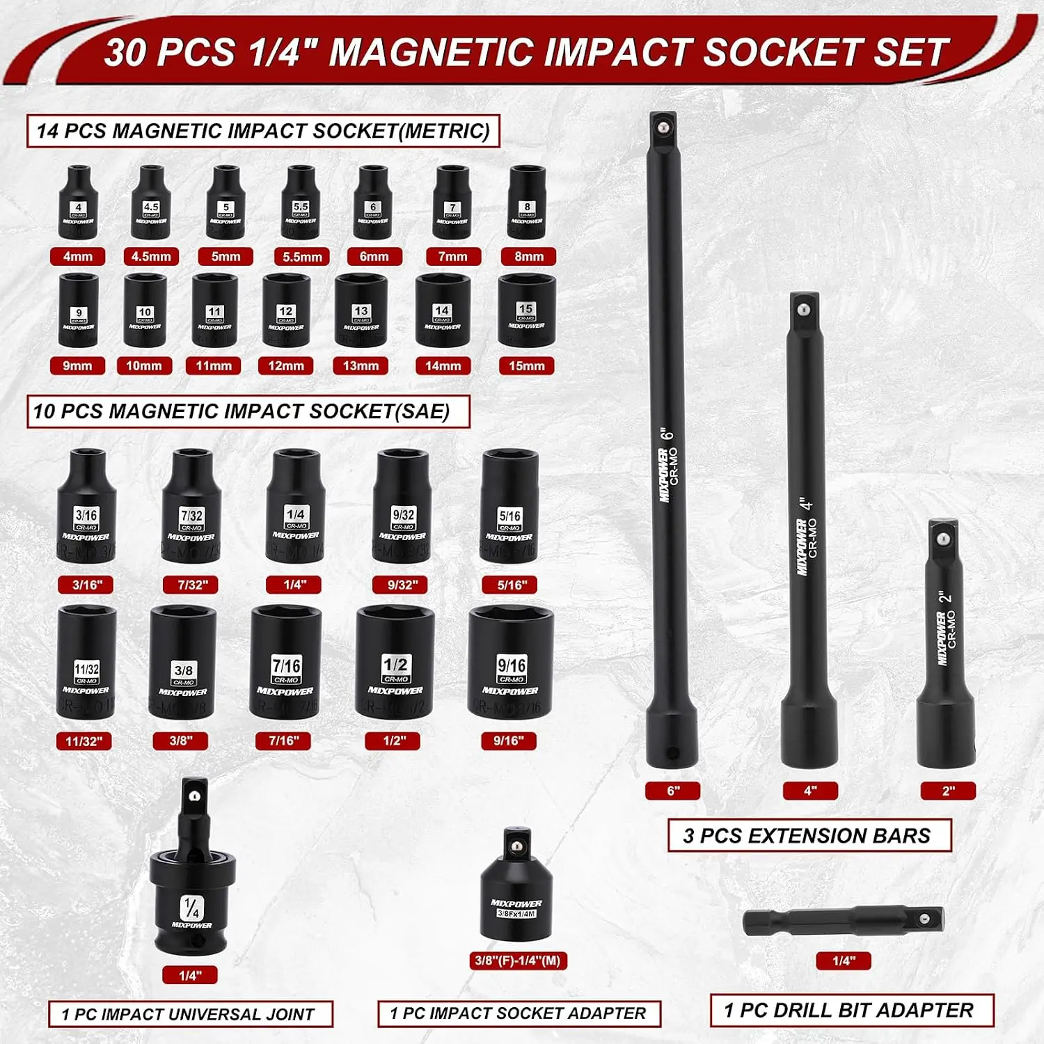 30 Pcs 1/4