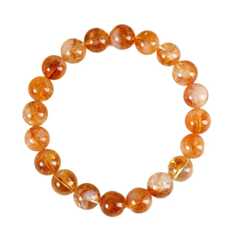 Natural Yellow Tower Single-Strand Bracelet, Simple Round Bead Design 5