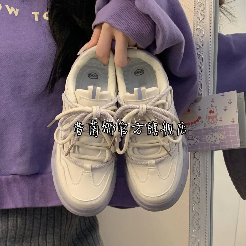 Purple Platform Sports Shoes White Sneakers Women Casual Vintage Vulcanize Kawaii Korean Fashion Lolita Tennis Female