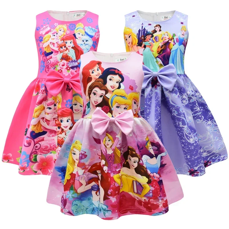 Vestido de princesa de dibujos animados para niñas, sirena, Ariel, Cenicienta, enredados, Bella, vestidos de fiesta de cumpleaños y Navidad