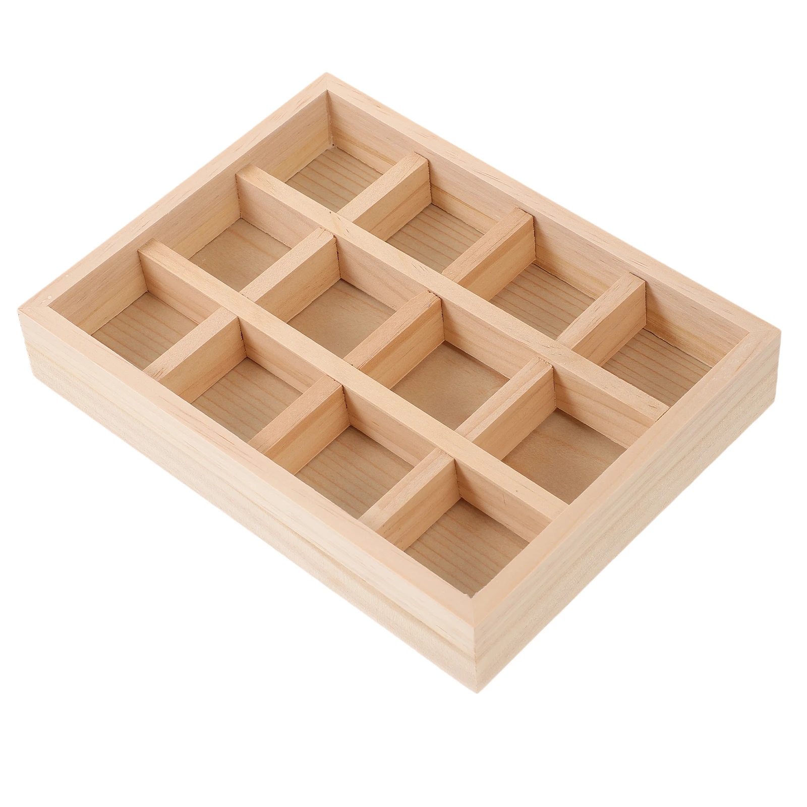 

Twelve Grid Tray Wooden Wooden Jewelry Tray Display Storage Plate for Rings Multi-grid Household Organizer Storage Drawer