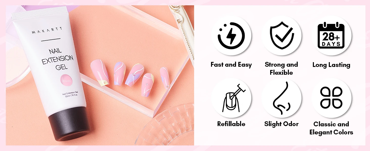 Makartt Poly Nagelverlängerungsgel 50ml Acrylgel HEMA-frei Professionelles Nagel-Aufbaugel für DIY-Salon-Maniküre-Kunstbedarf – Detail 5