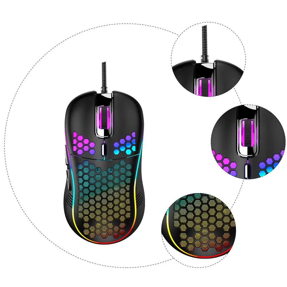 1pc Gaming Light Hollow Out Honeycomb Mouse Ventilazione Design ergonomico del mouse leggero colorato per uso desktop portatile