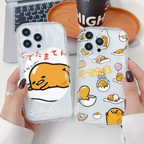 Coque de téléphone mignonne Lazy Gudetama pour Samsung Galaxy, S25, S24, S23, S22, S21 Ultra Plus, 5G, S20 FE, 3D Creamy Wave, Soft, Clear Capa Cover