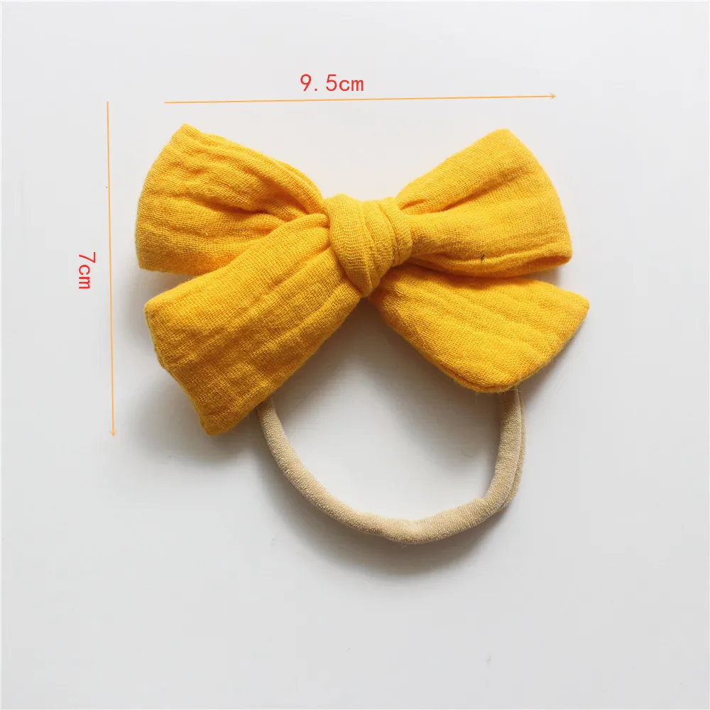 Baby Bows Head Bands Girls Kawaii Headdress Cotton Muslin Soft Nylon Children\'s Cute Hair Accessories Multicolor Infant Headwear