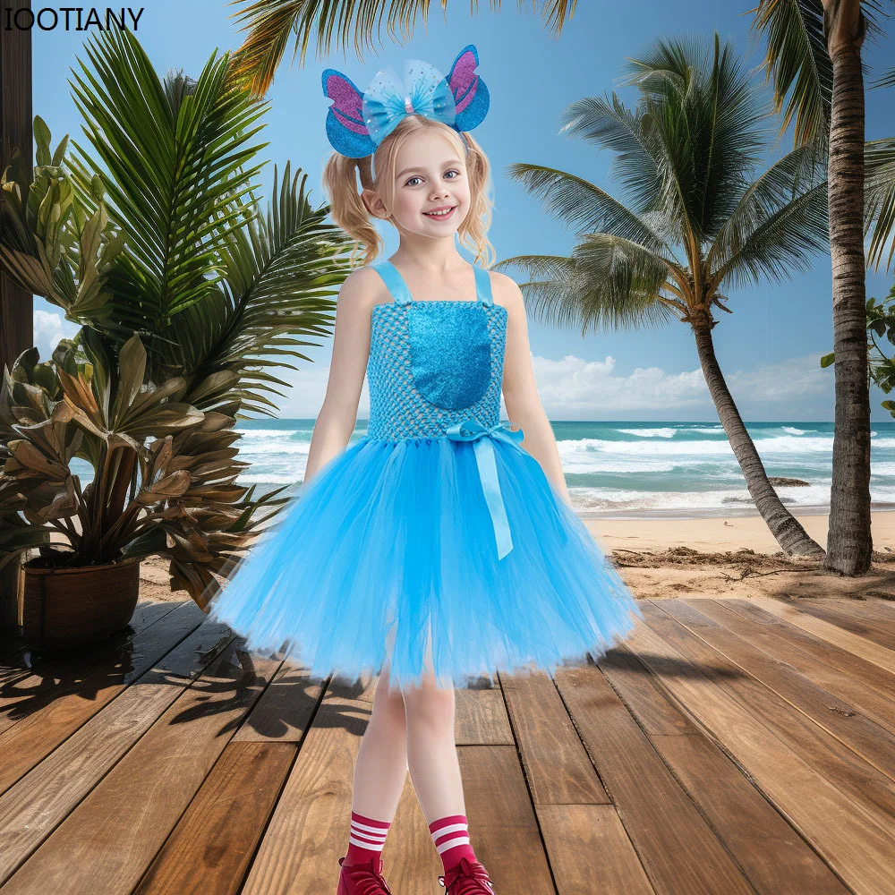 

2024 Girls Anime Cartoon Cosplay Dress Mesh Children's Tutu Skirt Halloween Carnival Party Stage Performance Costume