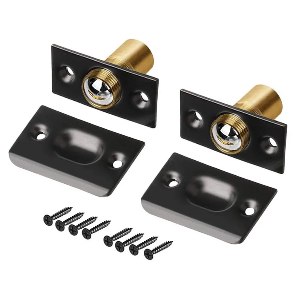 Invisible Drive In Ball Catch Door Latch Adjustable Tension For Closet Cabinet Interior Door Hardware Stainless Steel Black