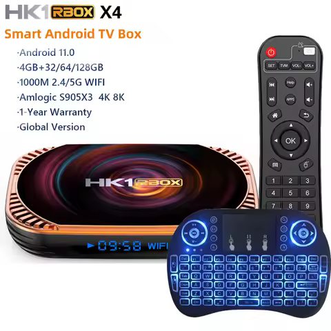 HK1 RBOX X4 Android 11 Amlogic S905X4 Smart TV BOX 4K 8K BT 4GB 32/64/128GB 2.4G&amp;5G Wifi 1000M TVBOX Media Player Set Top Box