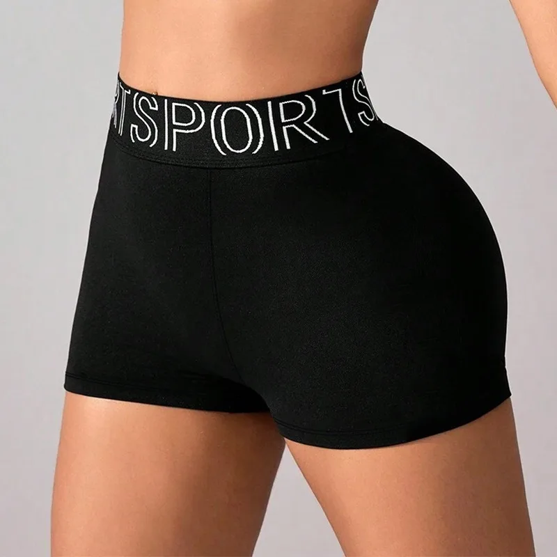 Seamless Yoga Letter Shorts For Women Fitness Scrunch Running Shorts Sports Leggings High Waist Summer Workout Gym Biker Shorts