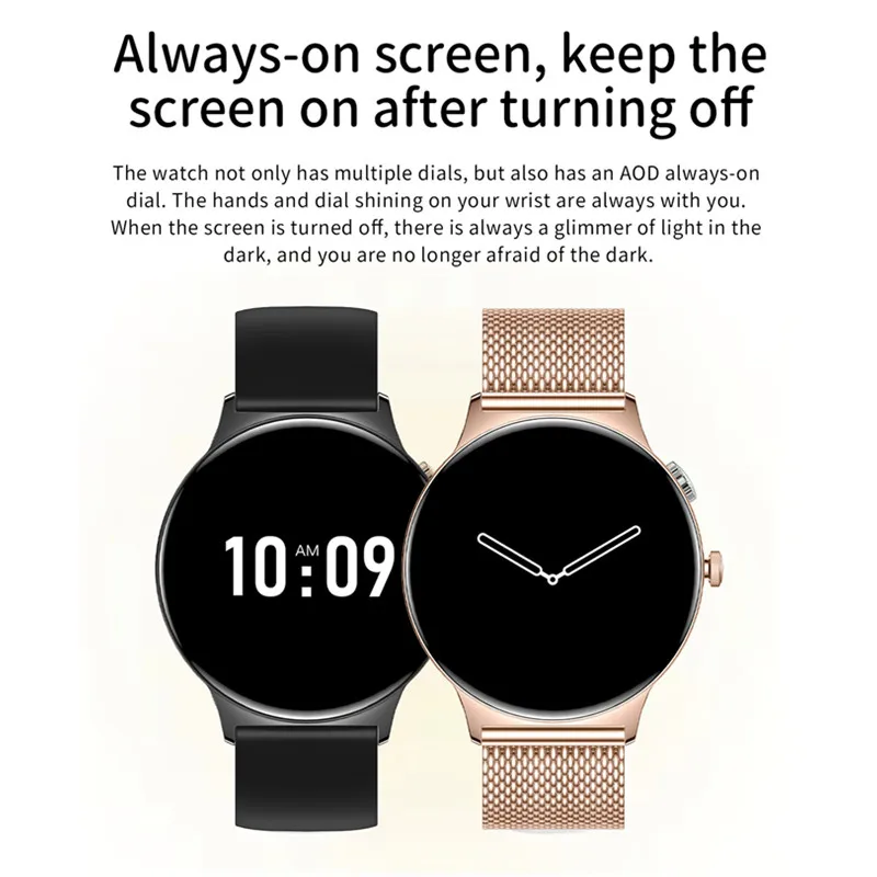 ساعة ذكية لإدارة صحة المرأة ، مكالمة بلوتوث ، إشعار واتس آب ، موسيقى عن بعد ، شاشة عرض دائمة ، أندرويد ، iOS ، أنثى