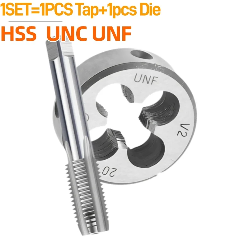 2-Piece Left Hand American Tap Die Set 1/4, 5/16, 3/8, 7/16, 5/8, 3/4, 1 for Machine Tool Internal and External Thread Tapping