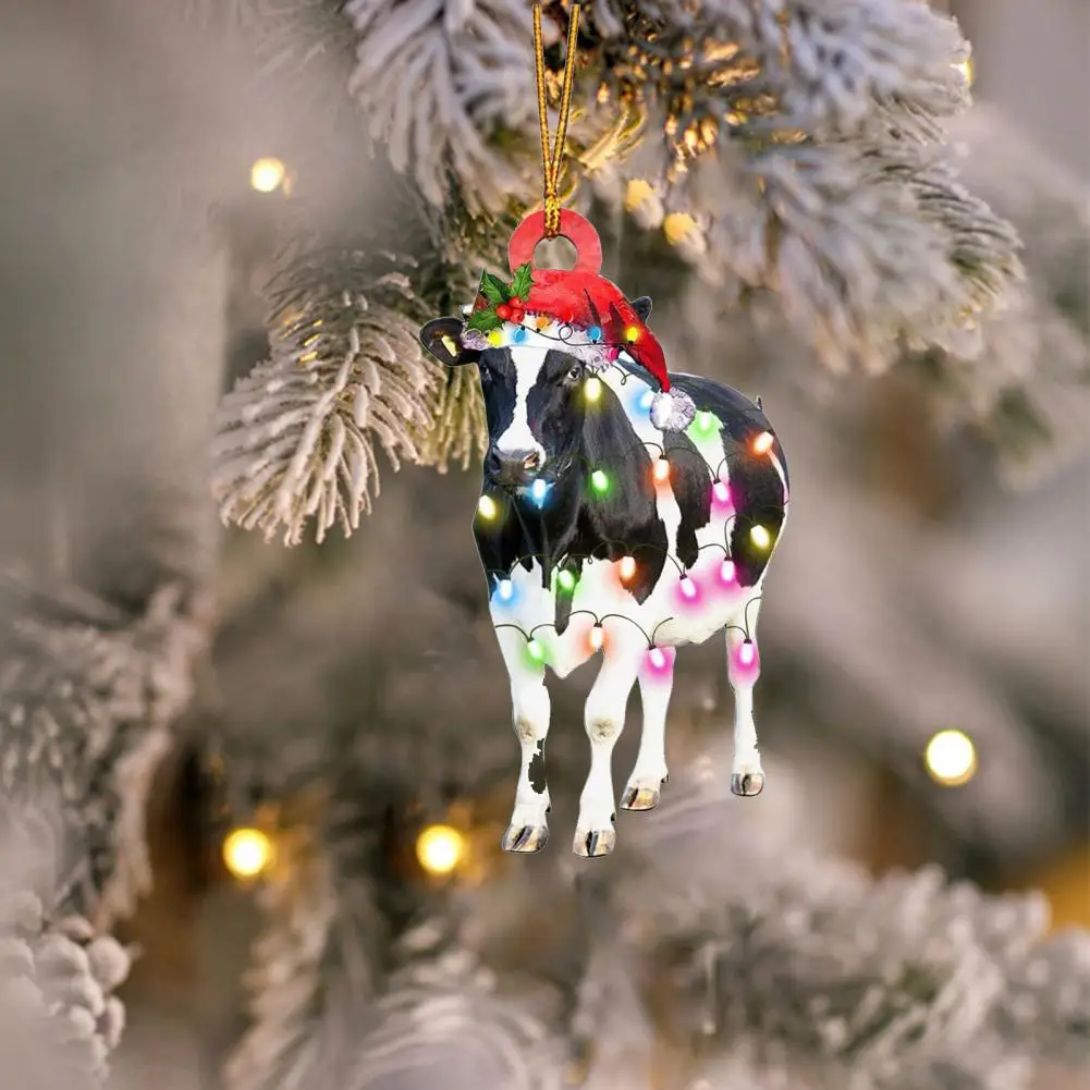 Animal-themed Christmas Ornaments Acrylic Christmas Goat Decor Reusable Acrylic Christmas Hanging Decor Goat Duck Cat Panda Cow