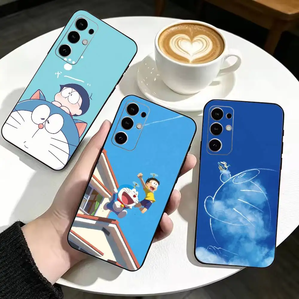 Anime Cute D-Doraemon  Anti-drop Soft Silicone Case for Samsung S26 S24 S23 S22 S21 Ultra Plus FE Lite Black