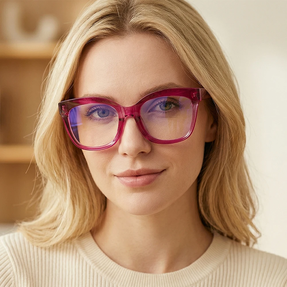 

JMISUS Custom Square Prescription Eyeglasses Women Butterfly Shape Optical Lenses with Medical Recipe Multifocal Options