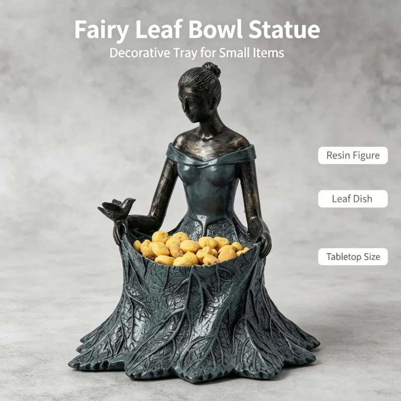 Resin Girl Bird Feeder, Statue Vintage Goddess Figurine Outdoor, Garden Courtyard Porch Bird Food, Bowl Sculpture Decor Ornament