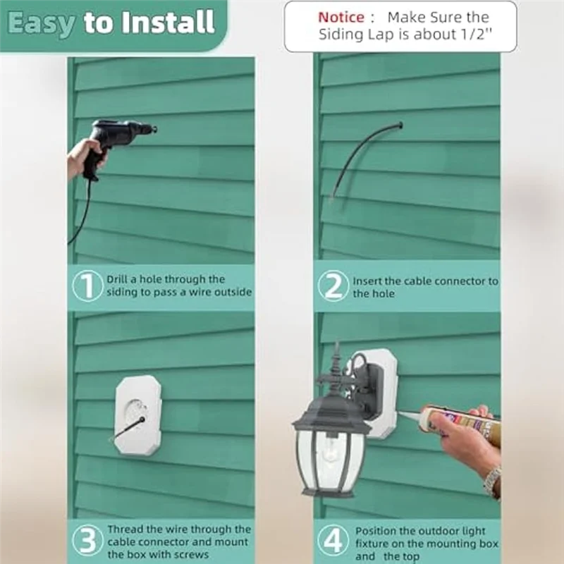 Монтажный блок MAKE-Siding, встроенный блок 8141DBL, монтажный блок для наружного освещения, 2 комплекта для 1/2 дюйма, двойной и 4-дюймовый сайдинг