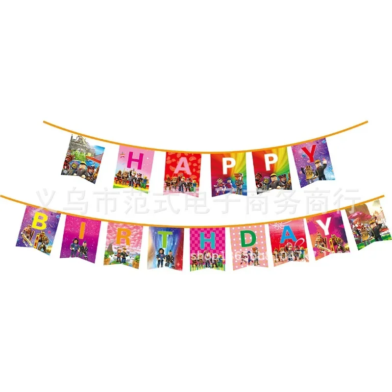 Roblox Game Theme Party Decorations for Boys Banner Cake Kids Birthday Party Tableware Decoration Backgrounds Party Supplies