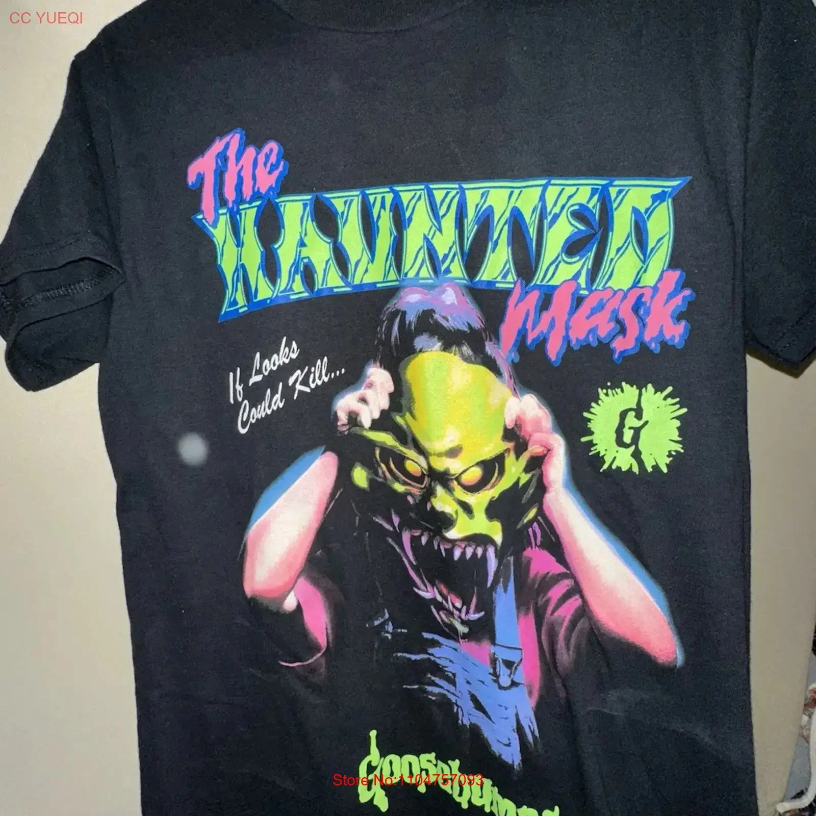 Goosebumps black T Shirt the haunted mask size small vintage Washed Stretched Soft designer clothes Slightly graphic Unisex
