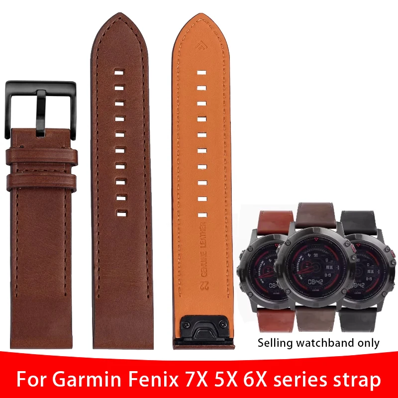 20mm 22mm 26mm Quick Fit Leather Strap For Garmin Fenix 7X 7 Solar 6X 6 Pro 5X Plus/EPIX/MARQ/Mk2 Mk2i Watch Band Bracelet Acces