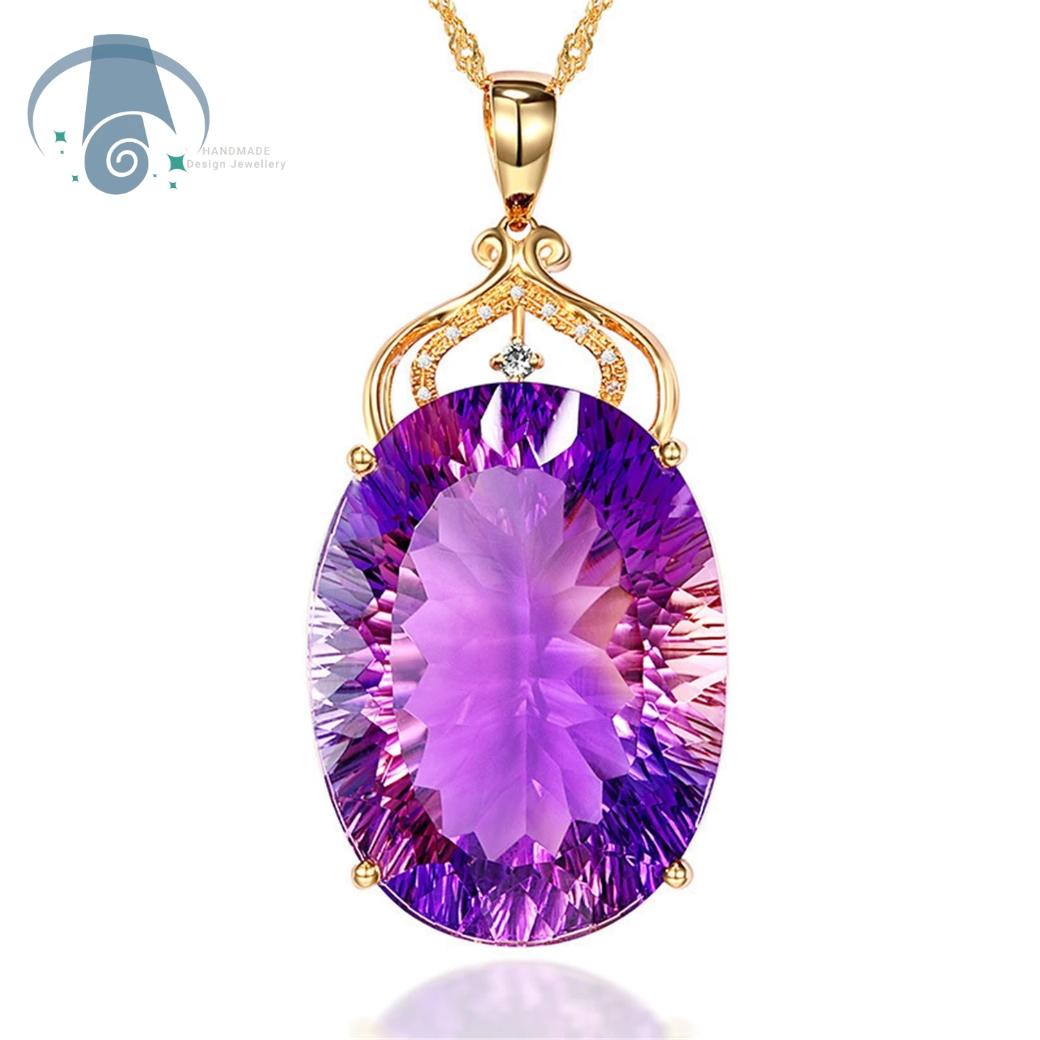 

Роскошное фиолетовое стеклянное ожерелье с подвеской для женщин, позолоченное колье с кристаллами, цепочка на воротник с цирконием, груша, элегантные ювелирные изделия