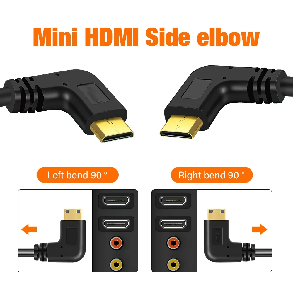 Mini HDMI To Female HDMI Extension Cable 90 Degree Elbow Adapter For TV Box/Stick Camera PS4 PS5 Xbox 4K 2K Converter Short Wire
