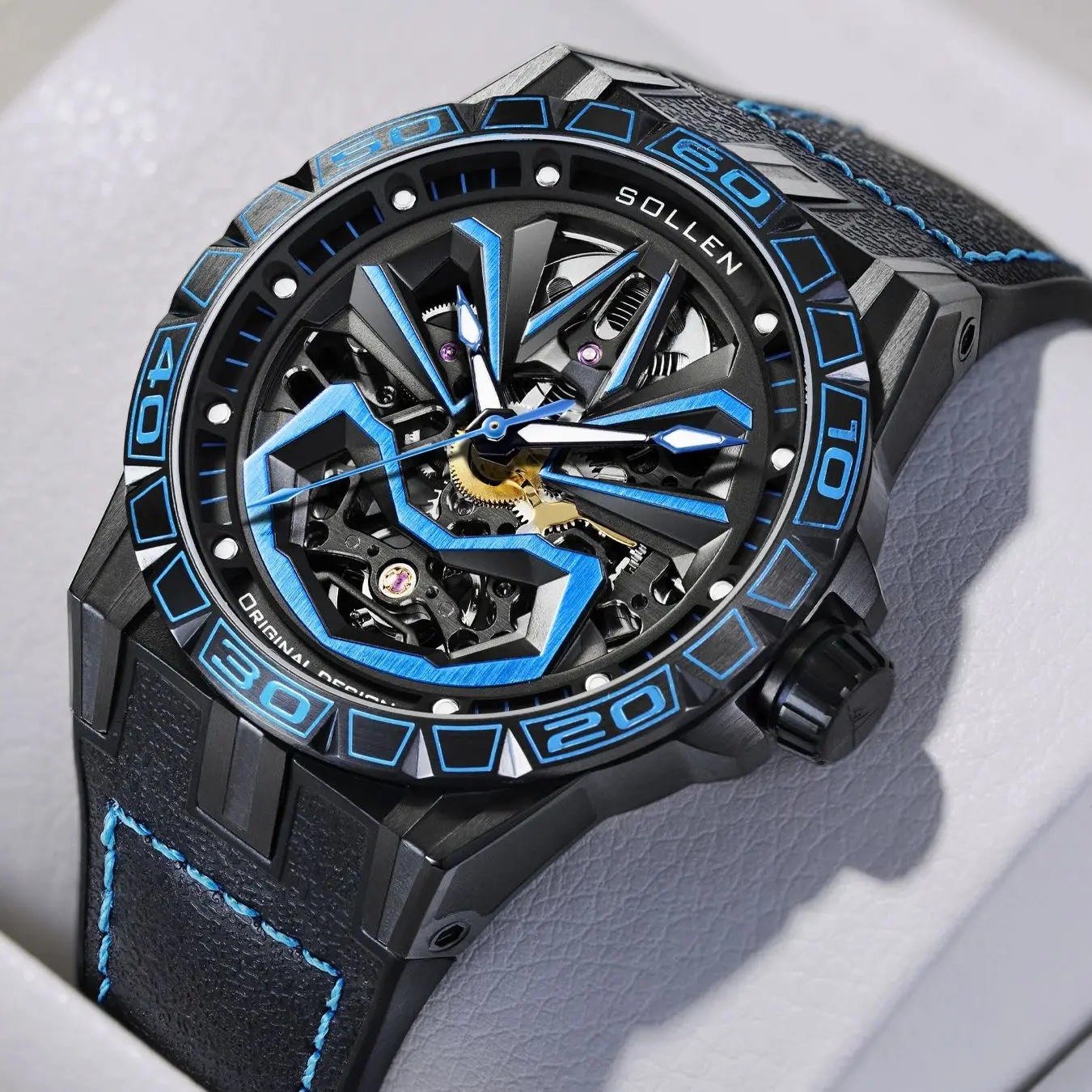 SOLLEN Face Collection Watch Men's Fully Automatic Mechanical Watch Waterproof Luminous Watch as a Birthday Gift for Boyfriend