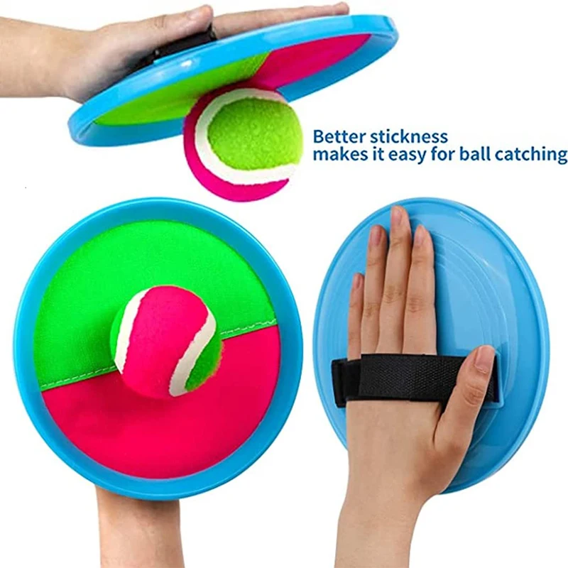 Toss and Catch Ball Set Toss Paddle Beach Toys Family Back Yard Outdoor Games Lawn Target Throw Catch Sticky Mitts Set Kid Gifts