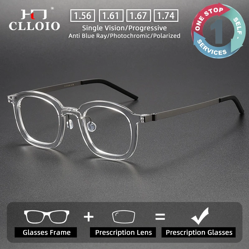 

CLLOIO Новые модные безвинтовые очки по рецепту с защитой от синего света, ацетатная оправа, титановые дужки, прогрессивные линзы для коррекции близорукости
