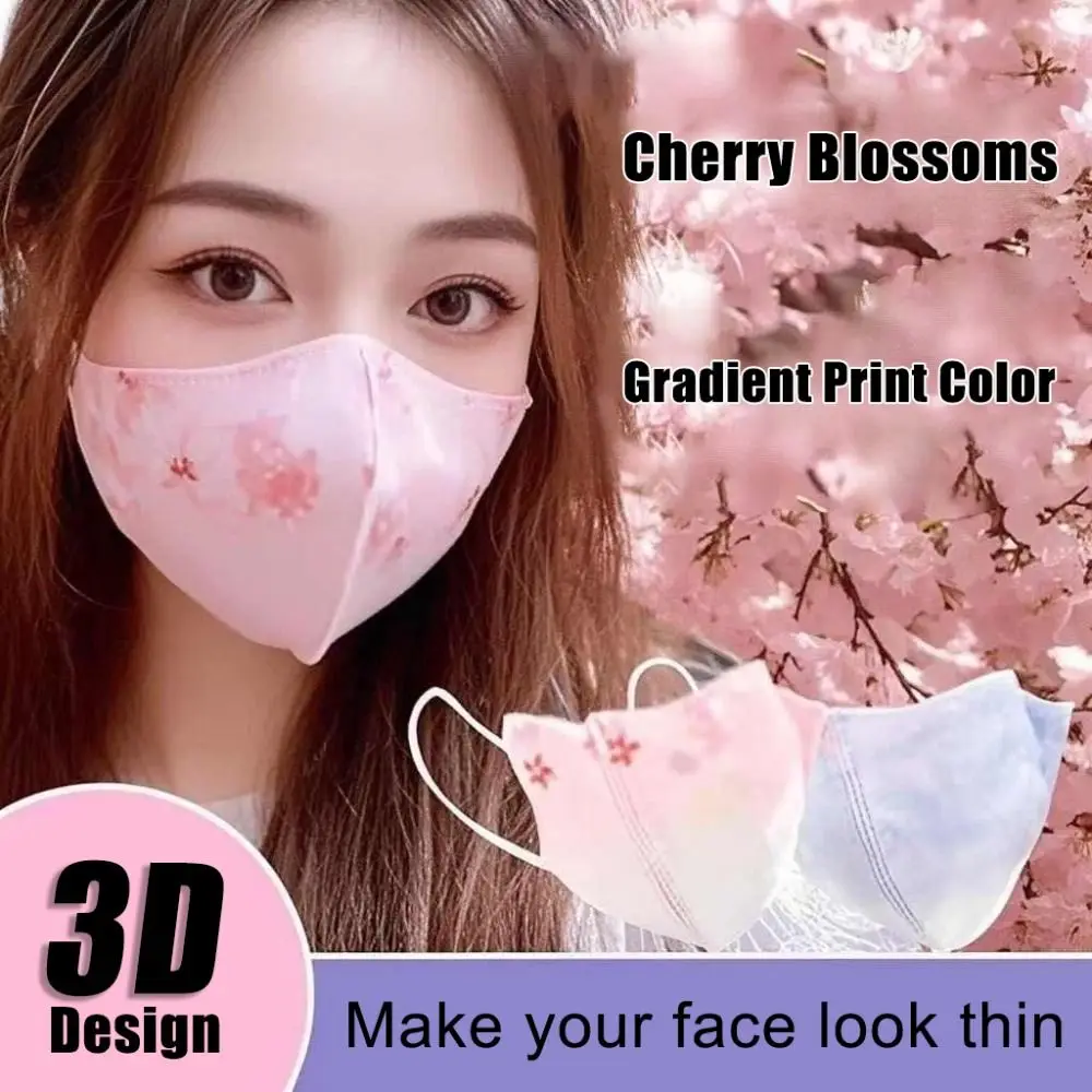 10pcs Gradient Print Color Disposable Face Mask 3D Design V-face Anti Dust Mask 3layer Protective Face Cover Women Female