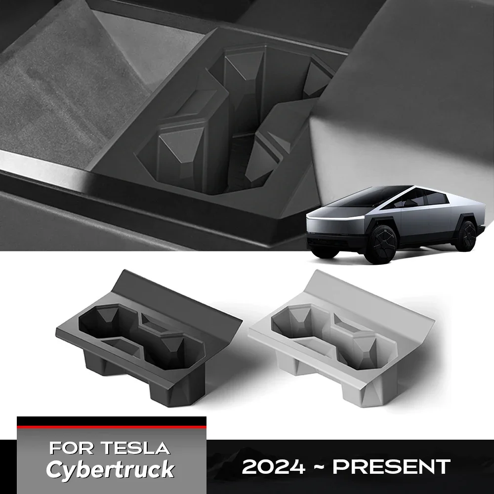 

For 2024 Tesla Cybertruck Center Console Insert Silicone Drink Organizer Holder Car Storage Box Kit Center Console Cup Holder