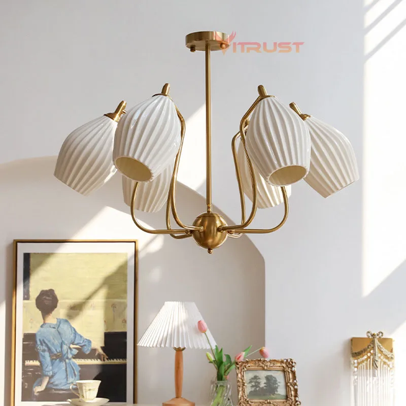 

Nordic LED Chandelier Lamp Ceramic Gold Chrome Dining Room Living Restaurant Cafe Mall Shop Modern Ceiling Hanging Chandeliers