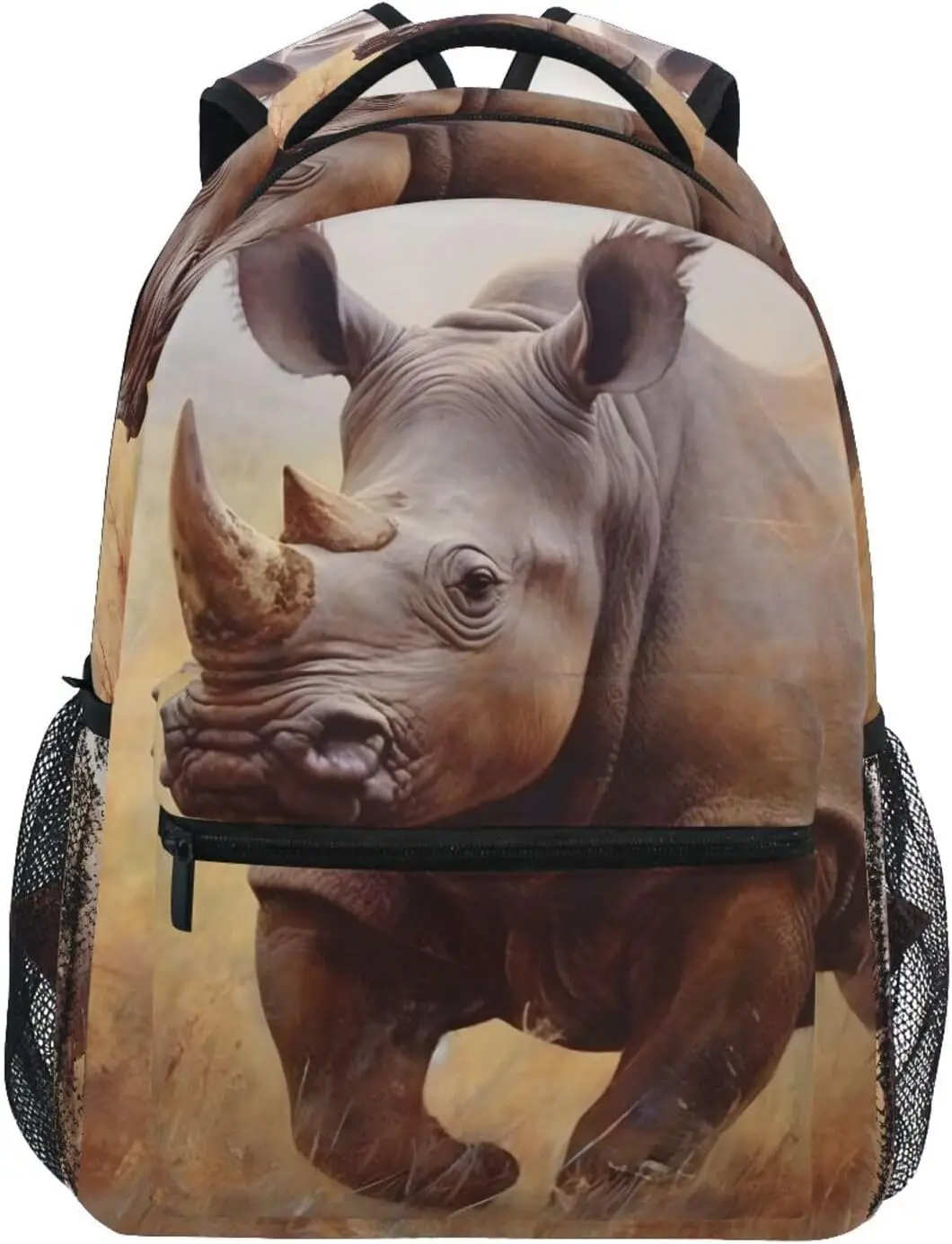 

African Rhino Kid's Backpacks , Boys Girls Schoolbags Book Bag for Travel Hiking School Medium Size