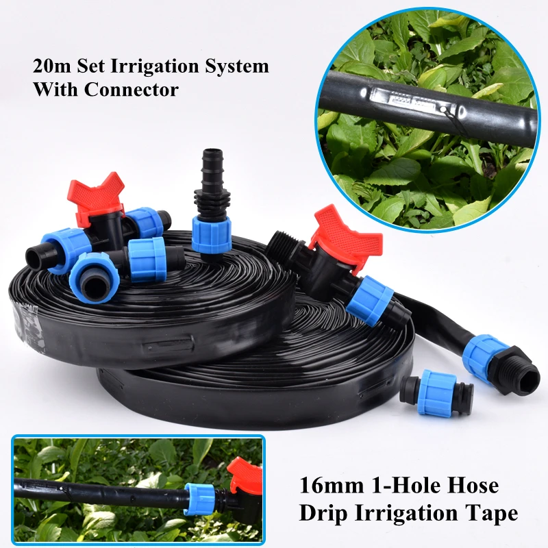 

20m/Set 16mm 1-Hole Rain Drip Hose Garden Irrigation Watering Pipe Connector Fruit Tee Greenhouse Water Saving irrigation Hose