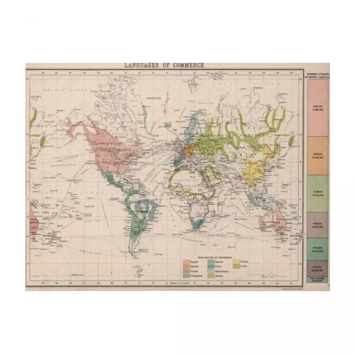 

Old World Language Map (1907) Vintage Global Linguistic Atlas Throw Blanket Fashion Sofas Single Blankets