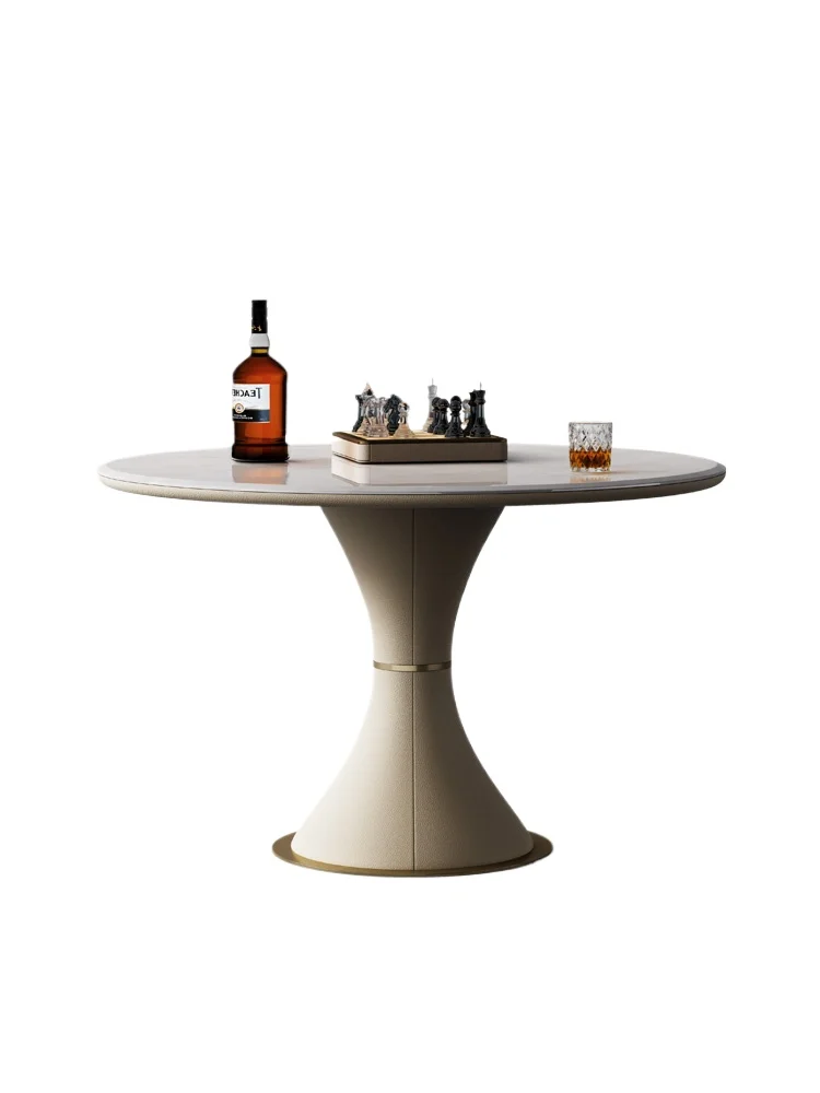 

Round table Italian minimalist marble light luxury high-end small apartment rest negotiation entertainment chess and card table