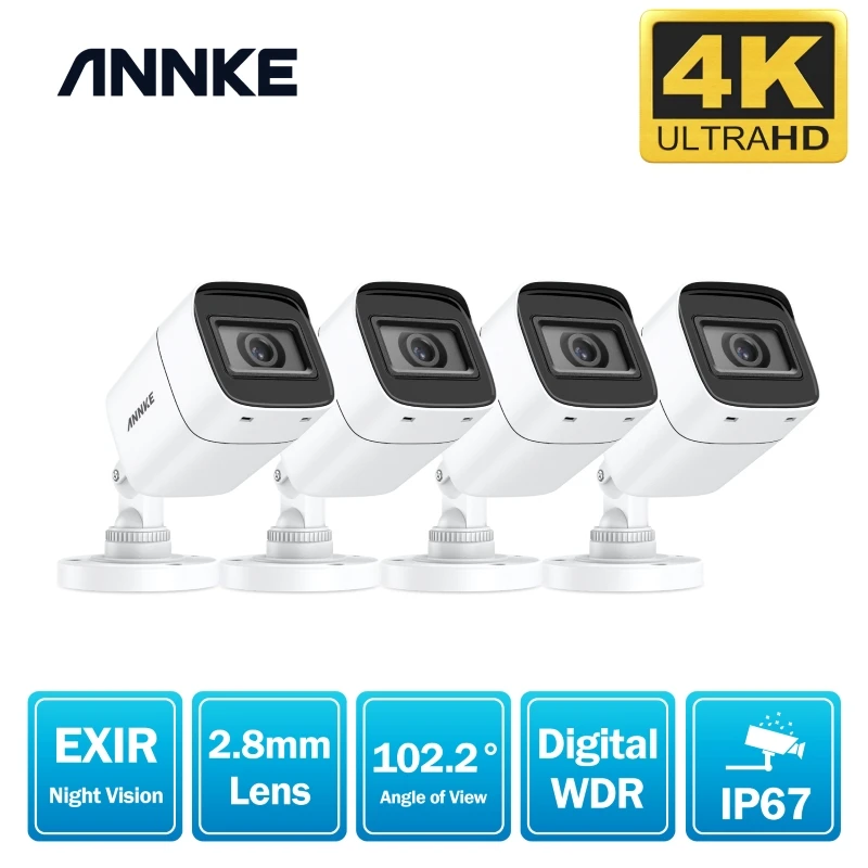 ANNKE 4K Cámara de seguridad tipo bala con cable Visión nocturna Cámara CCTV de vigilancia interior y exterior impermeable