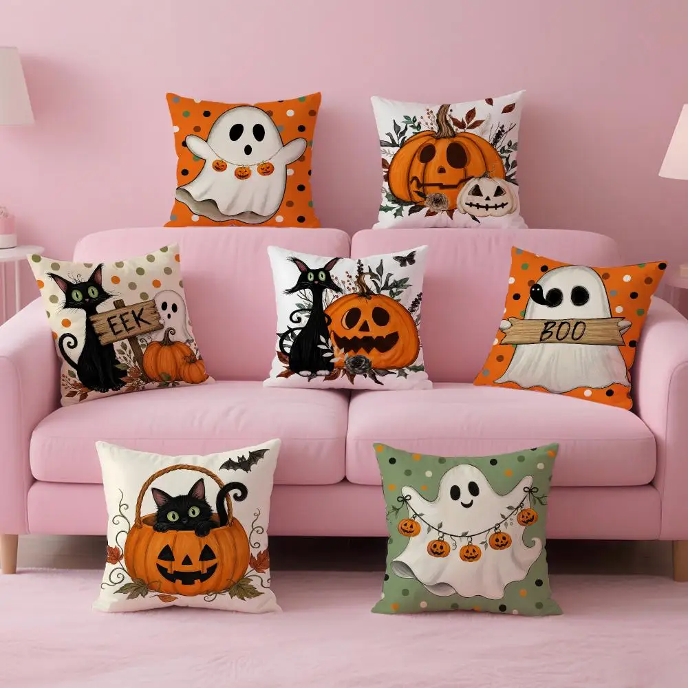 Country Style Cute Halloween Cushion Cover Comfortable Double Sided Pillow Cover For Car Sofa Bedroom & More