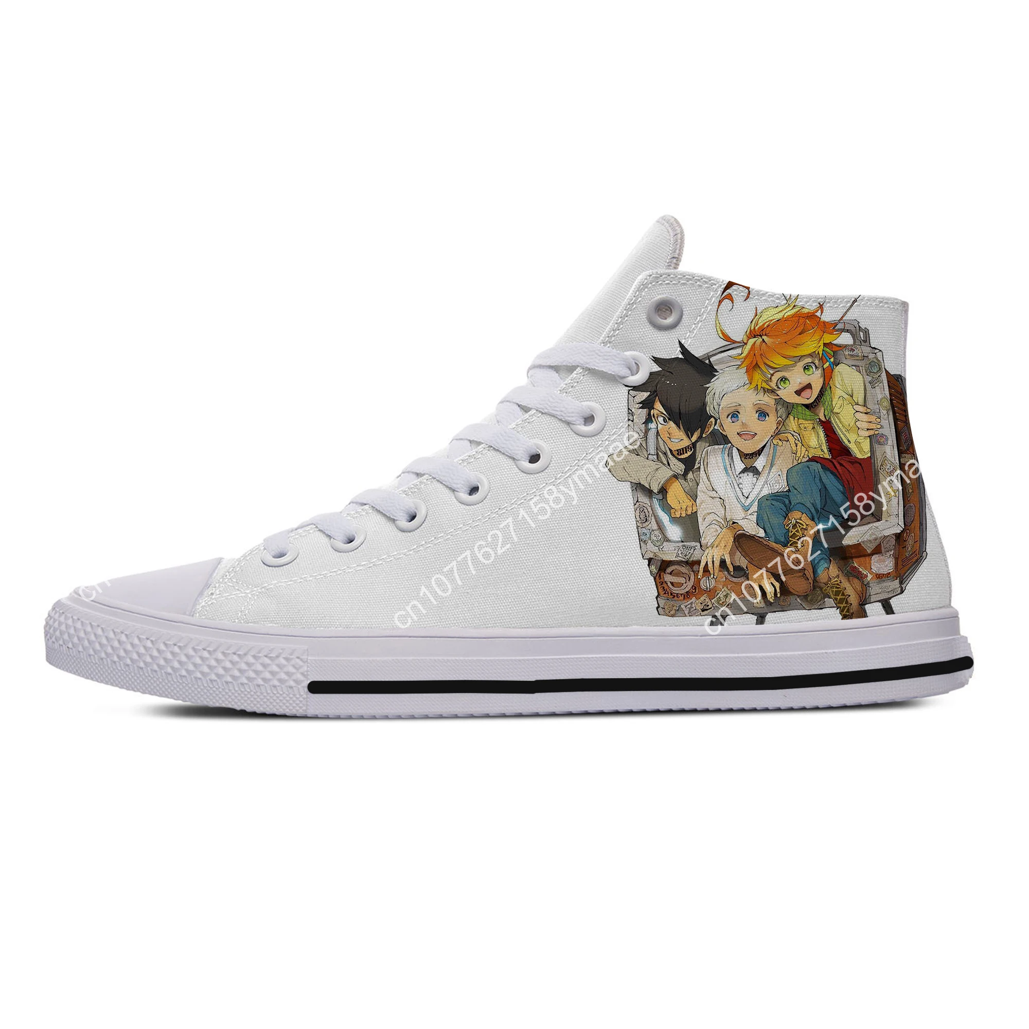 Hot Cool Summer Anime The Promised Yakusoku No Neverland Emma Ray Norman Women Men Lightweight Fashion High Help Canvas Shoes