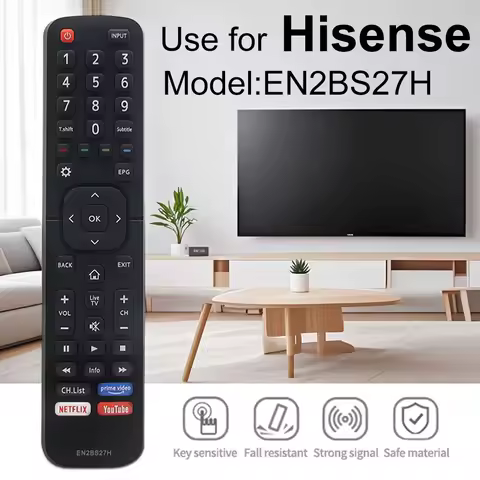 IR Infrared TV Remote Control Replacement EN2BS27H Fit for Hisense Smart TV 50R5 55R5 58R5 65R5