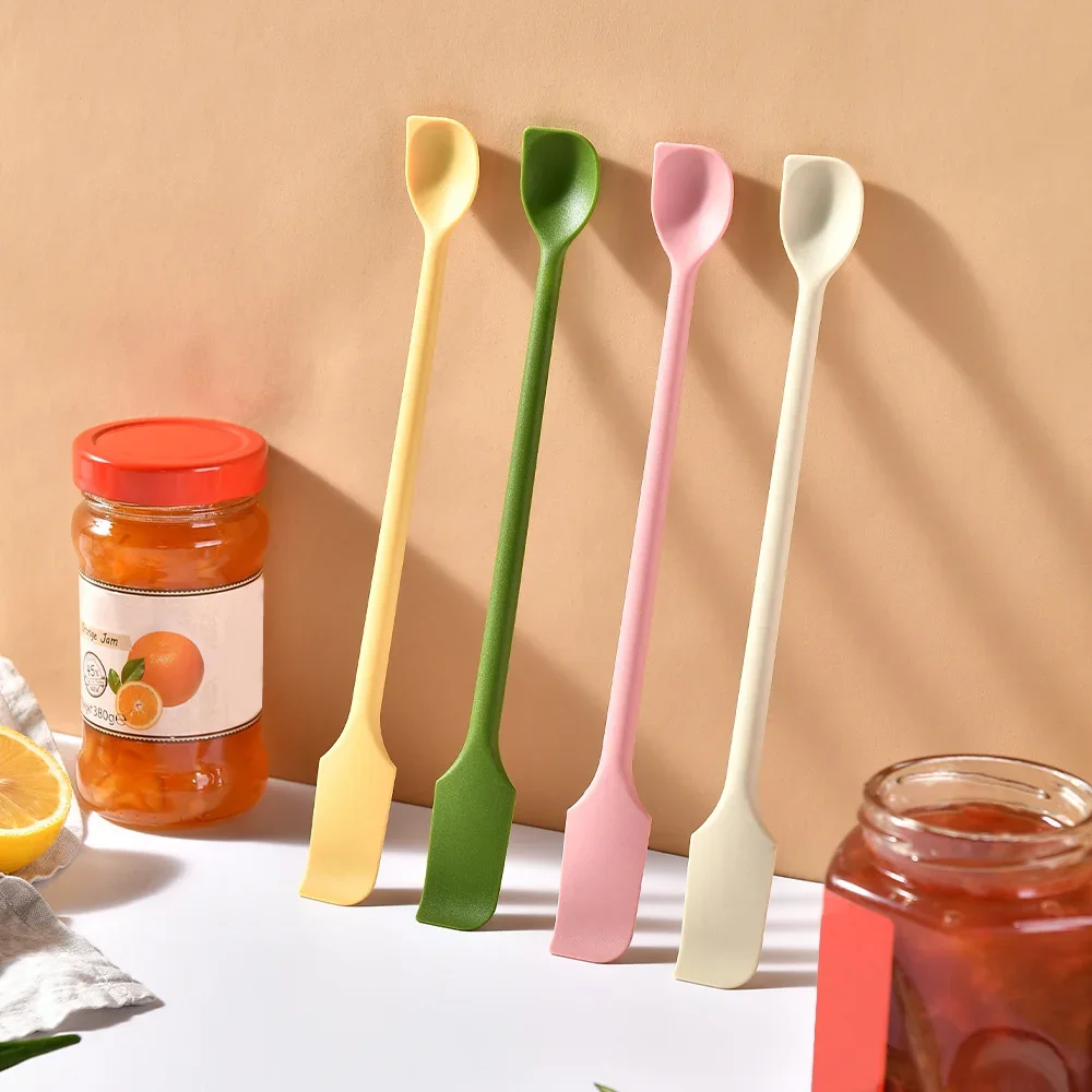 1/4Pcs Long Handle Makeup Spatulas Jam Double-head Scraper Silicone Mini Spatula SetKitchen Cake Baking Tool Accessories