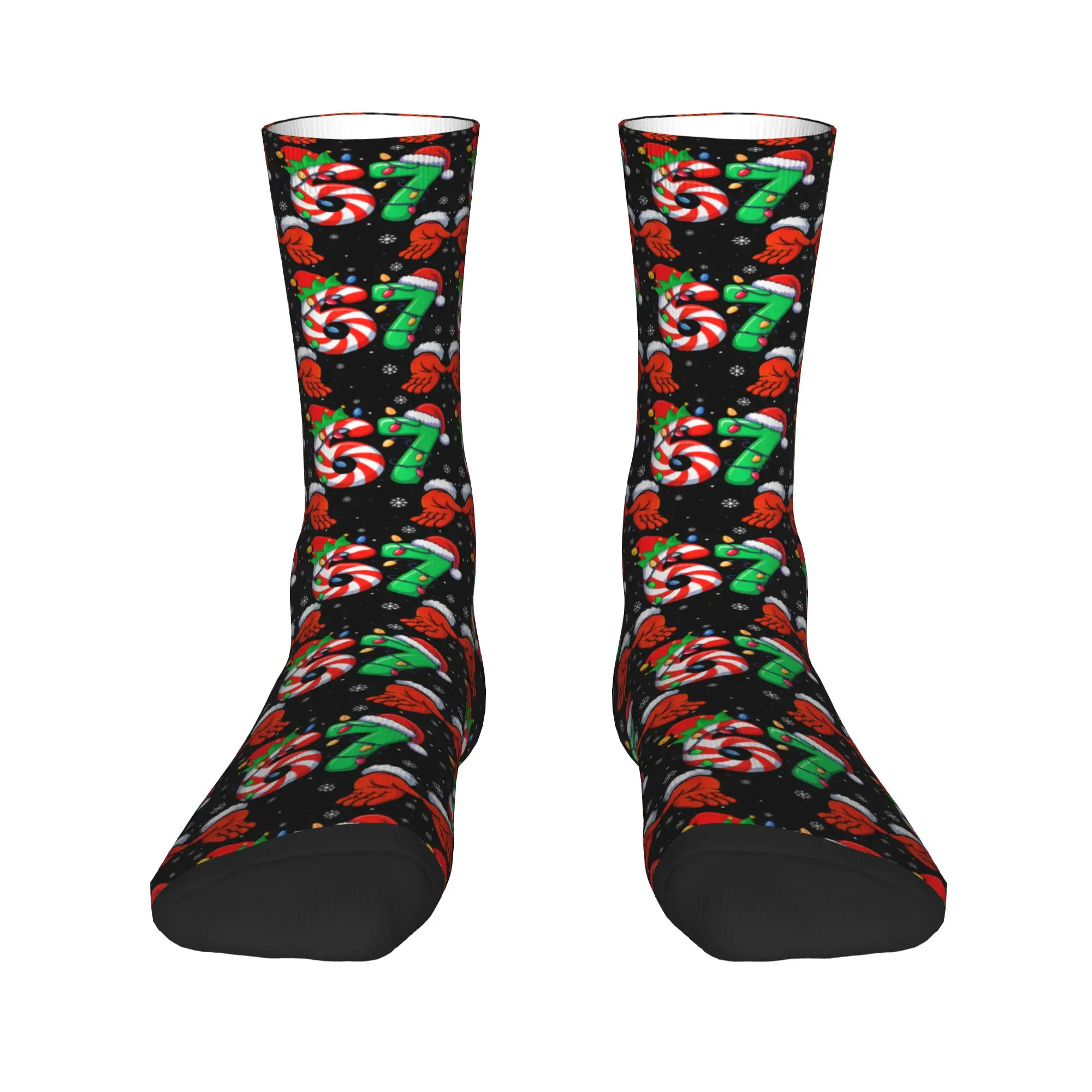 Couple Socks Funny Six Seven 67 Meme 6 7 Christmas Santa Hand Stockings Anti Bacterial Comfortable Socks Autumn Socks