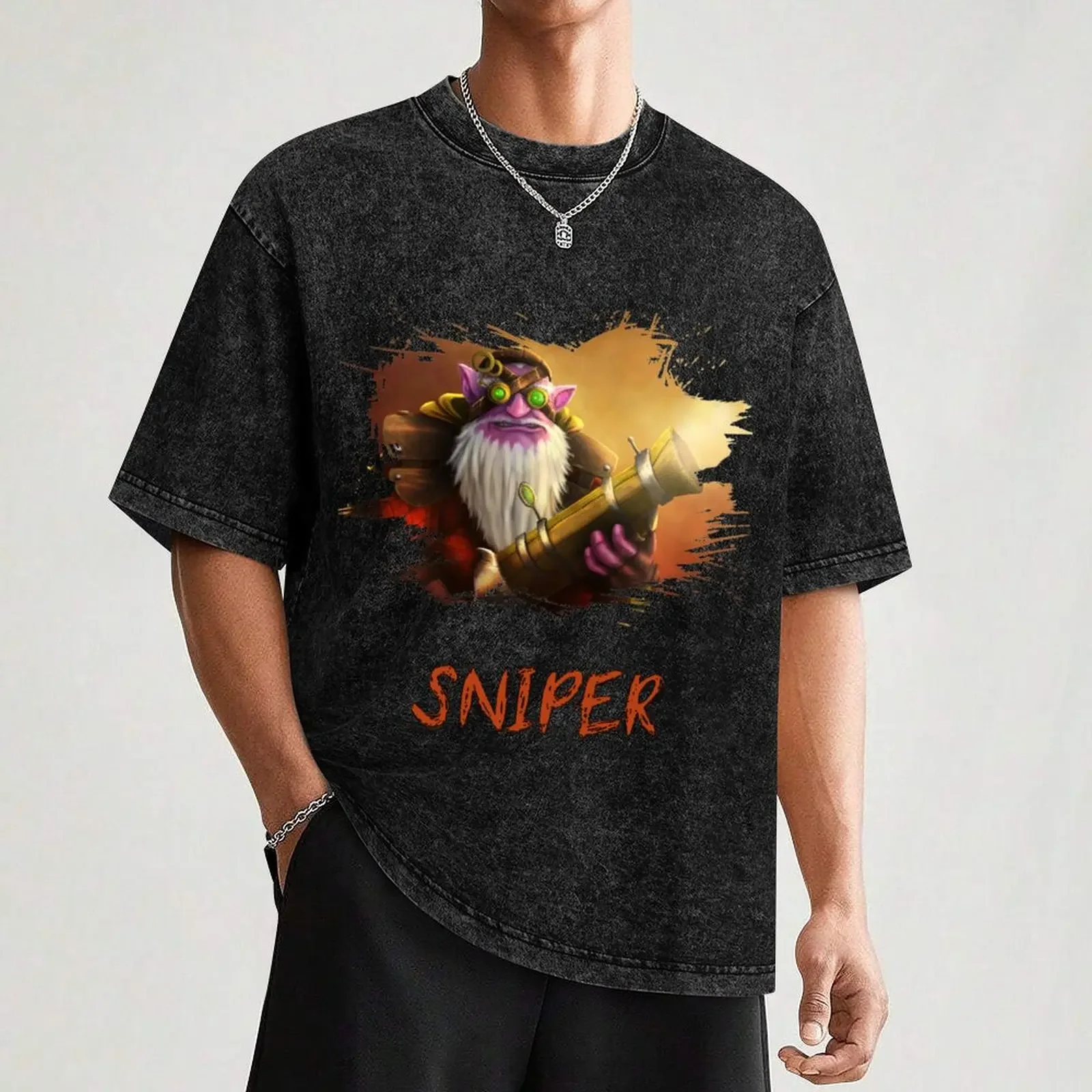 Dota 2 Sniper T-Shirt blue archive valentines boutique clothes funny shirt cotton vintage graphic tee mens funny t shirts