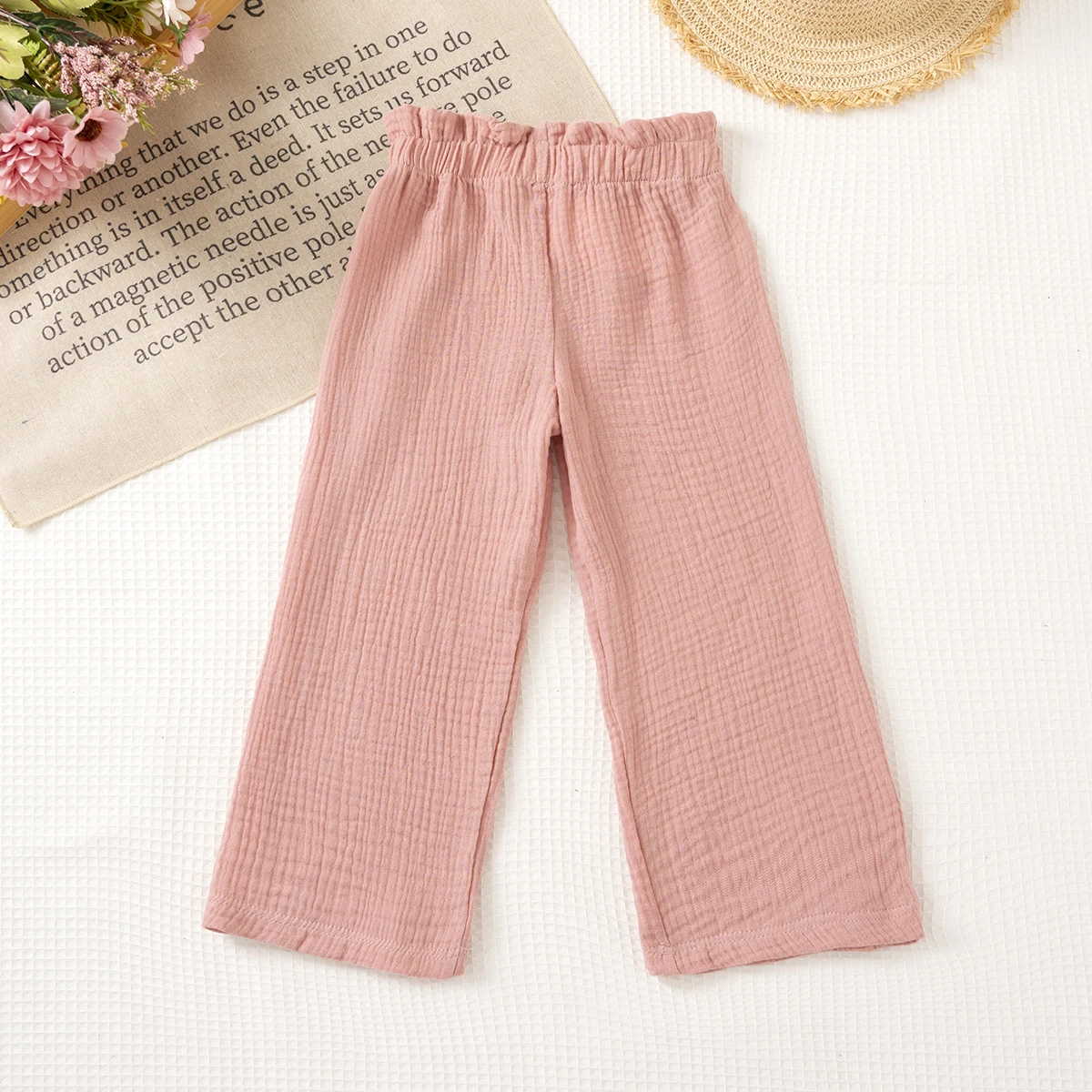 Girls Plaid Pants, Cotton Elastic Waist Kids Trousers, Spring Autumn Casual Pants for Outdoor Party Gift