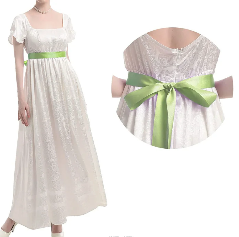 Regency Romance Style Costume Cosplay Wedding Vintage Party Gown Victorian Medieval High Waist Jane Austen Dress