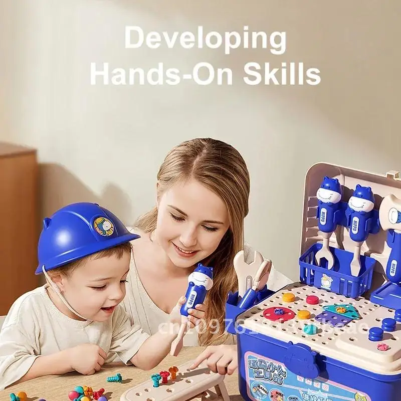Children's Toolbox Simulation Pretend Tools Kit Drill Screw Playset Removal Puzzle Multi-Functional Assembly Educational Games