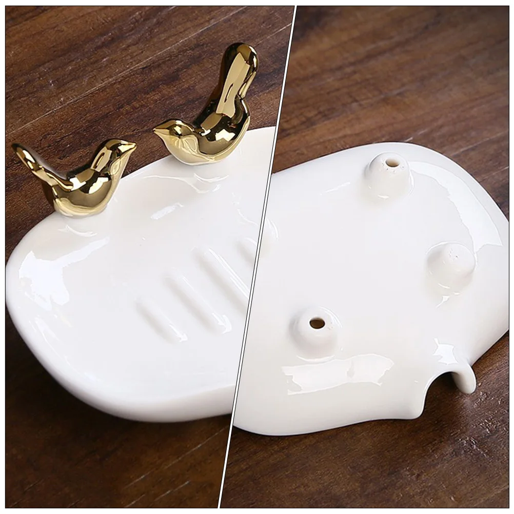 

1Pcs Ceramic Draining Soap Stand No Punching Bathroom Soap Box Practical Water Drain Holder for Home Kitchen Use
