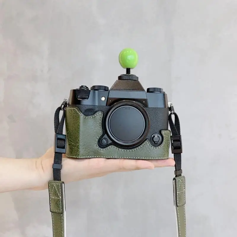 R53C PU Leather Camera Half Bottom Case for XT50 with Plushes Lining