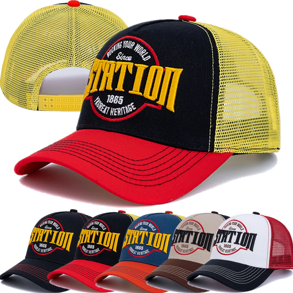 2026 Hot Sale Unisex Baseball Cap Classic STATION Letter Pattern Mesh Cap Men & Women Breathable Summer High Quality Trucker Hat